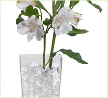 photo of deco cubes in a vase with flowers