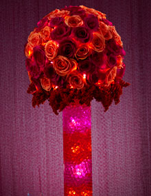 photo of Deco Beads in an illuminated floral arrangement